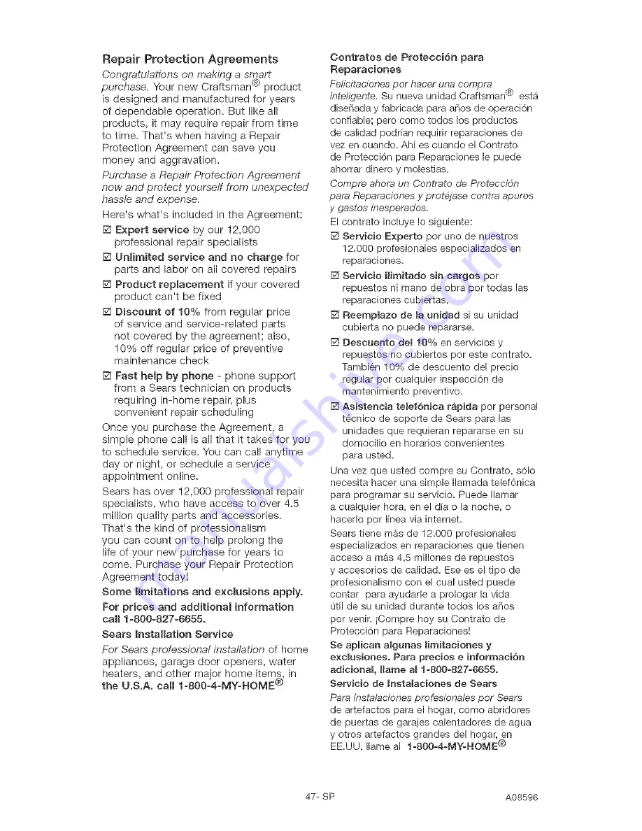 Craftsman 919.165381 Owner'S Manual Download Page 47