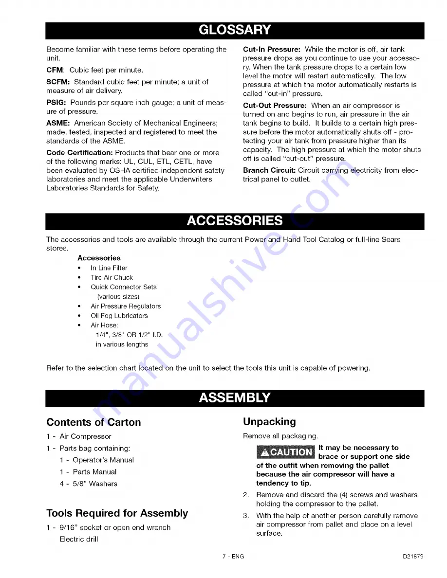 Craftsman 919.165610 Operators Operator'S Manual Download Page 7