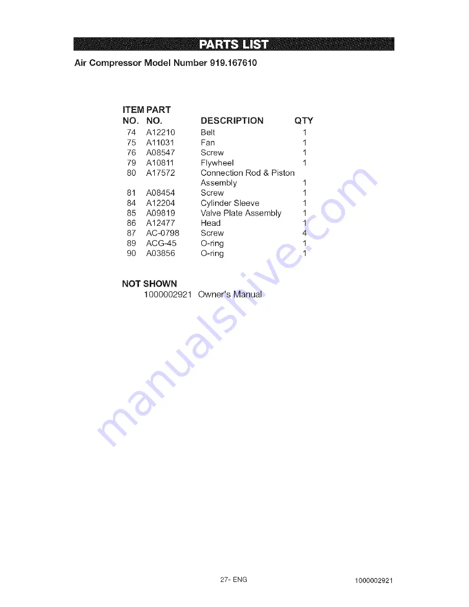 Craftsman 919.167610 Owner'S Manual Download Page 27