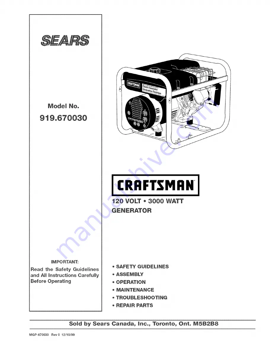 Craftsman 919.670030 Скачать руководство пользователя страница 1