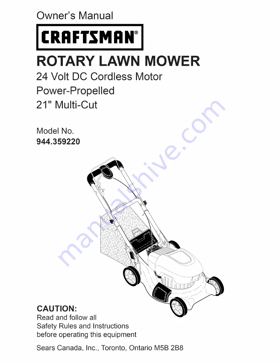 Craftsman 944.359220 Скачать руководство пользователя страница 1