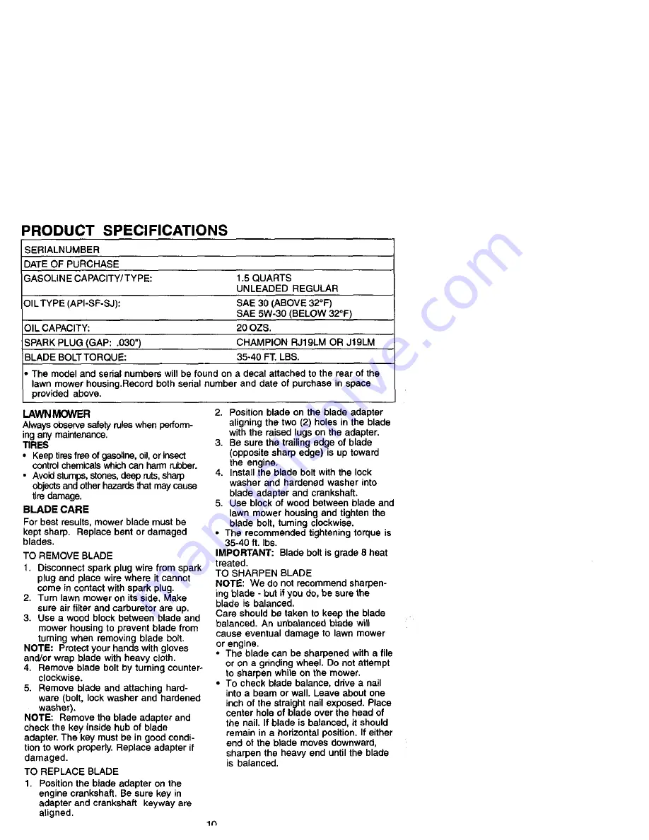 Craftsman 944.360452 Owner'S Manual Download Page 10