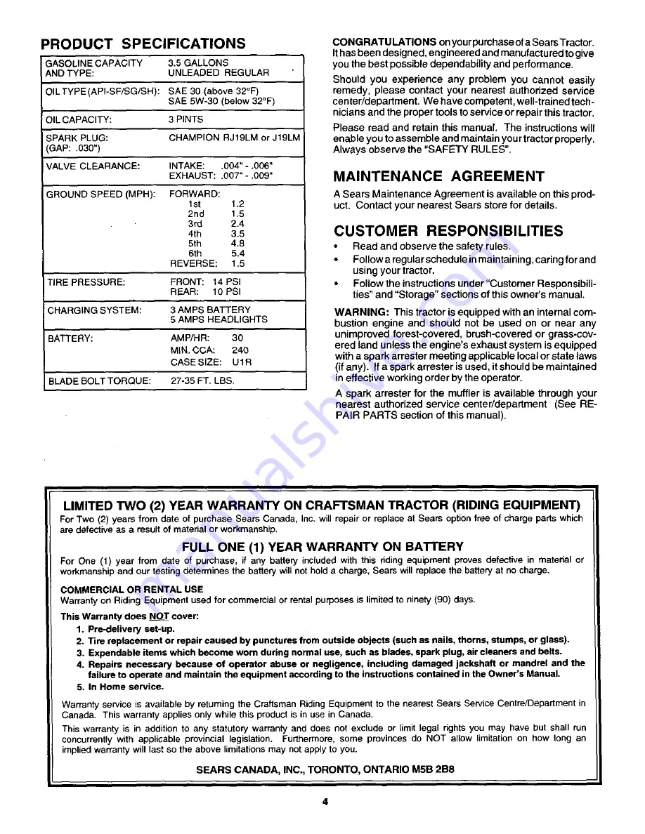 Craftsman 944.600191 Owner'S Manual Download Page 4