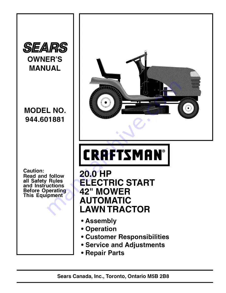 Craftsman 944.601881 Owner'S Manual Download Page 1