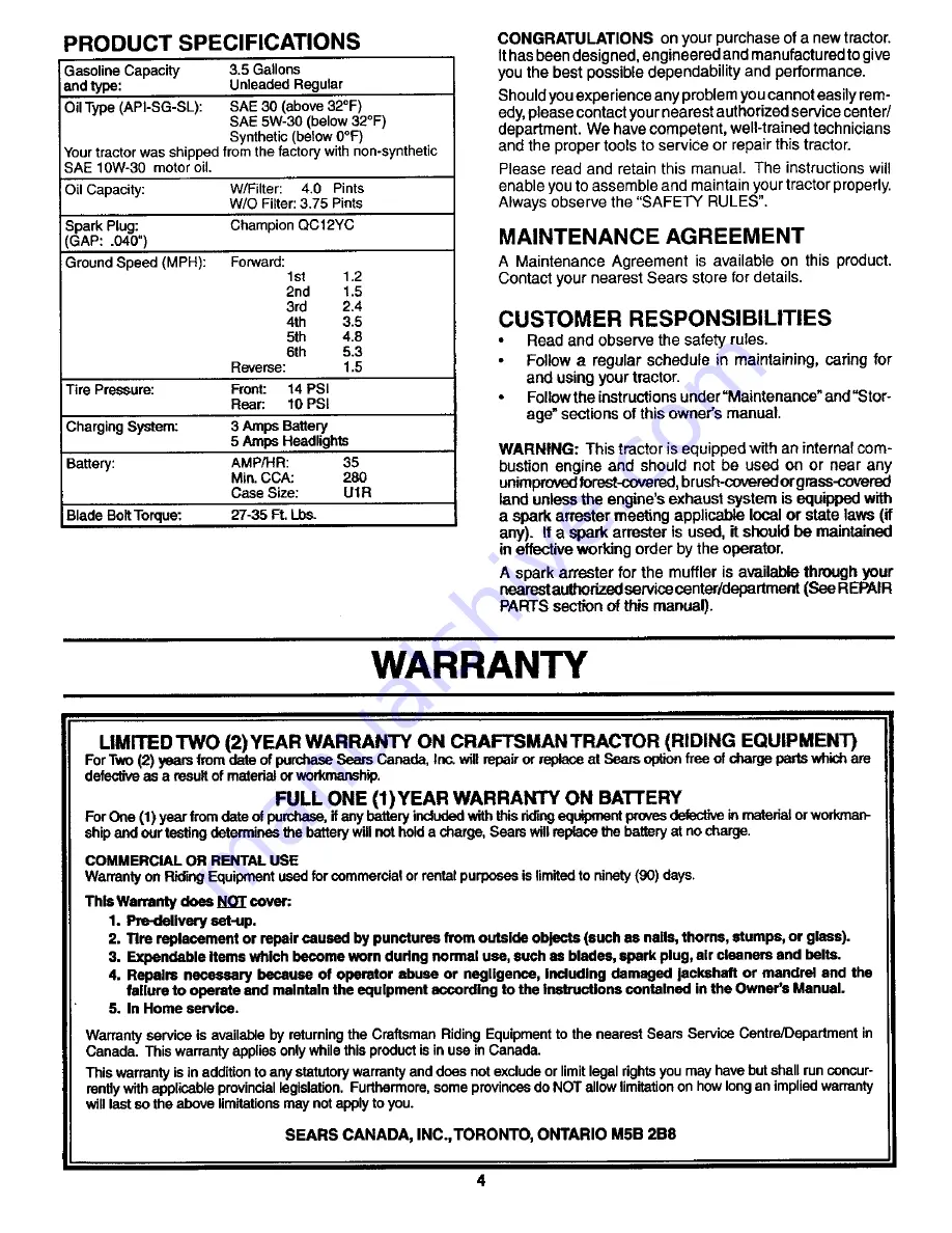 Craftsman 944.604212 Скачать руководство пользователя страница 4