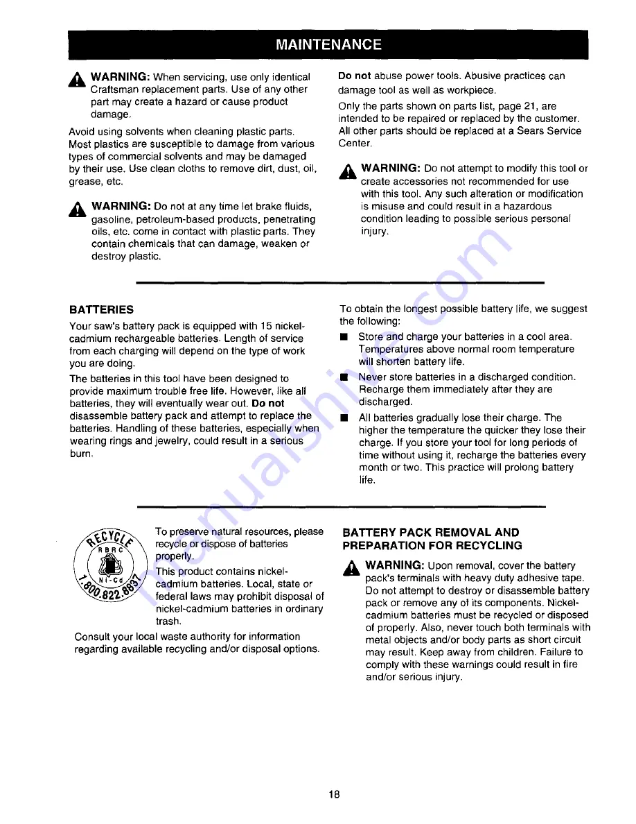 Craftsman 973.113120 Owner'S Manual Download Page 18