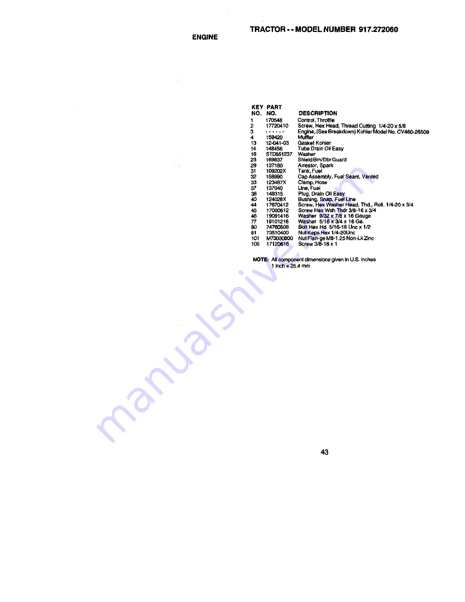 Craftsman AUTOMATIC LAWN TRACTOR 917.27206 Owner'S Manual Download Page 43