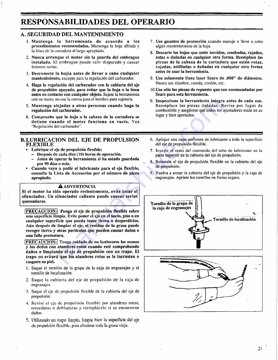 Craftsman BRUSHWACKER 358.798260-32cc Operator'S Manual Download Page 50