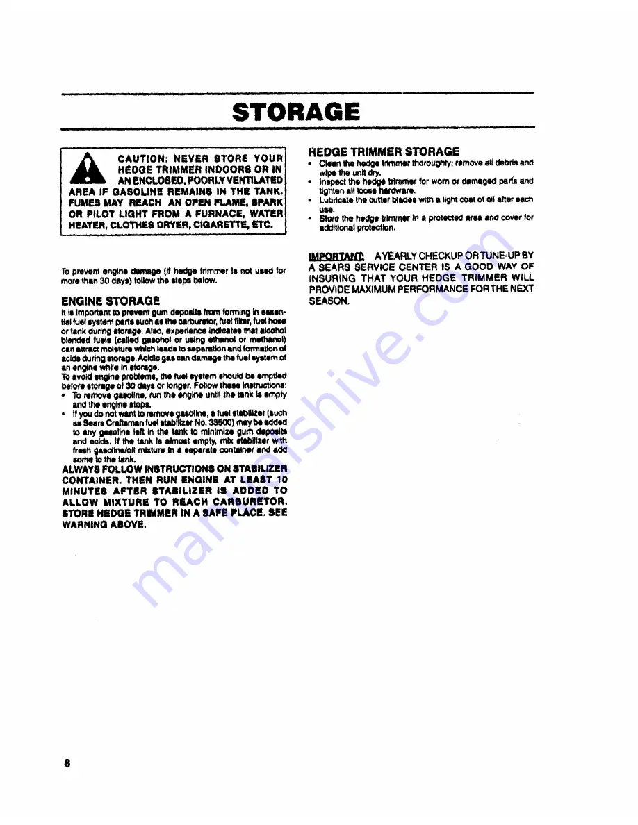 Craftsman BUSHWACKER 517.795670 Owner'S Manual Download Page 8