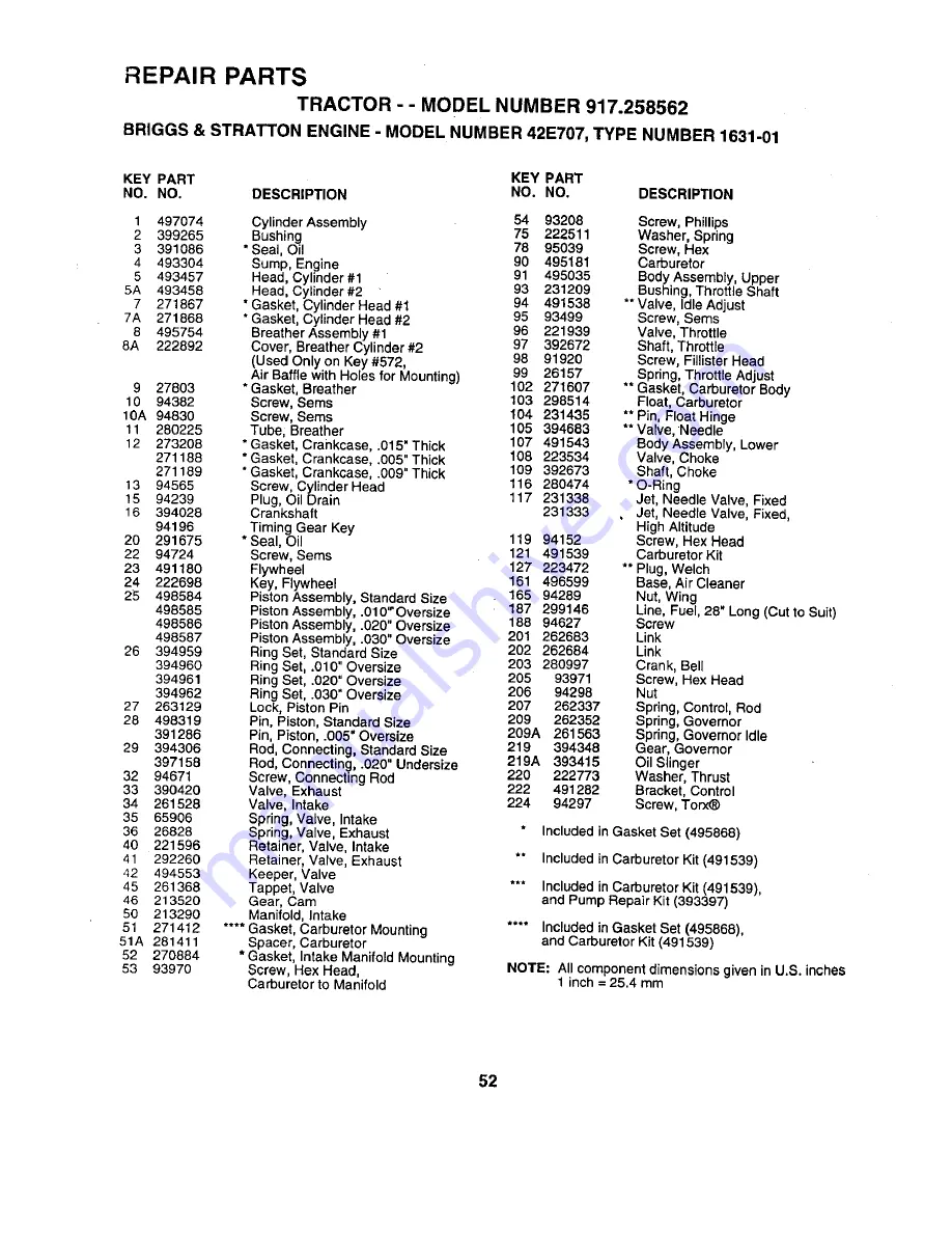 Craftsman Craftsman 917.258562 Owner'S Manual Download Page 52