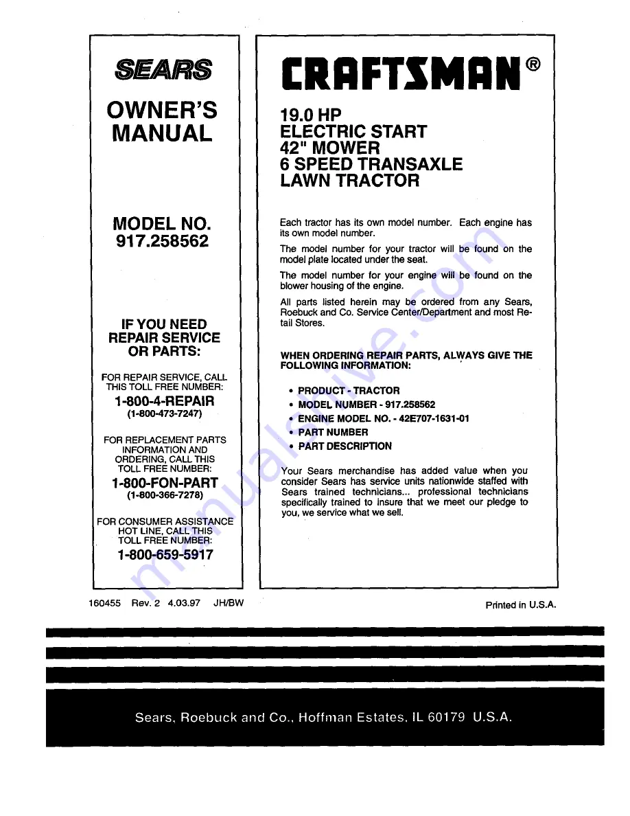 Craftsman Craftsman 917.258562 Скачать руководство пользователя страница 56