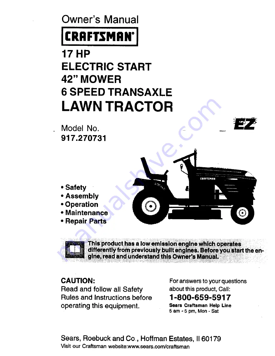 Craftsman EZ 917.270731 Owner'S Manual Download Page 1