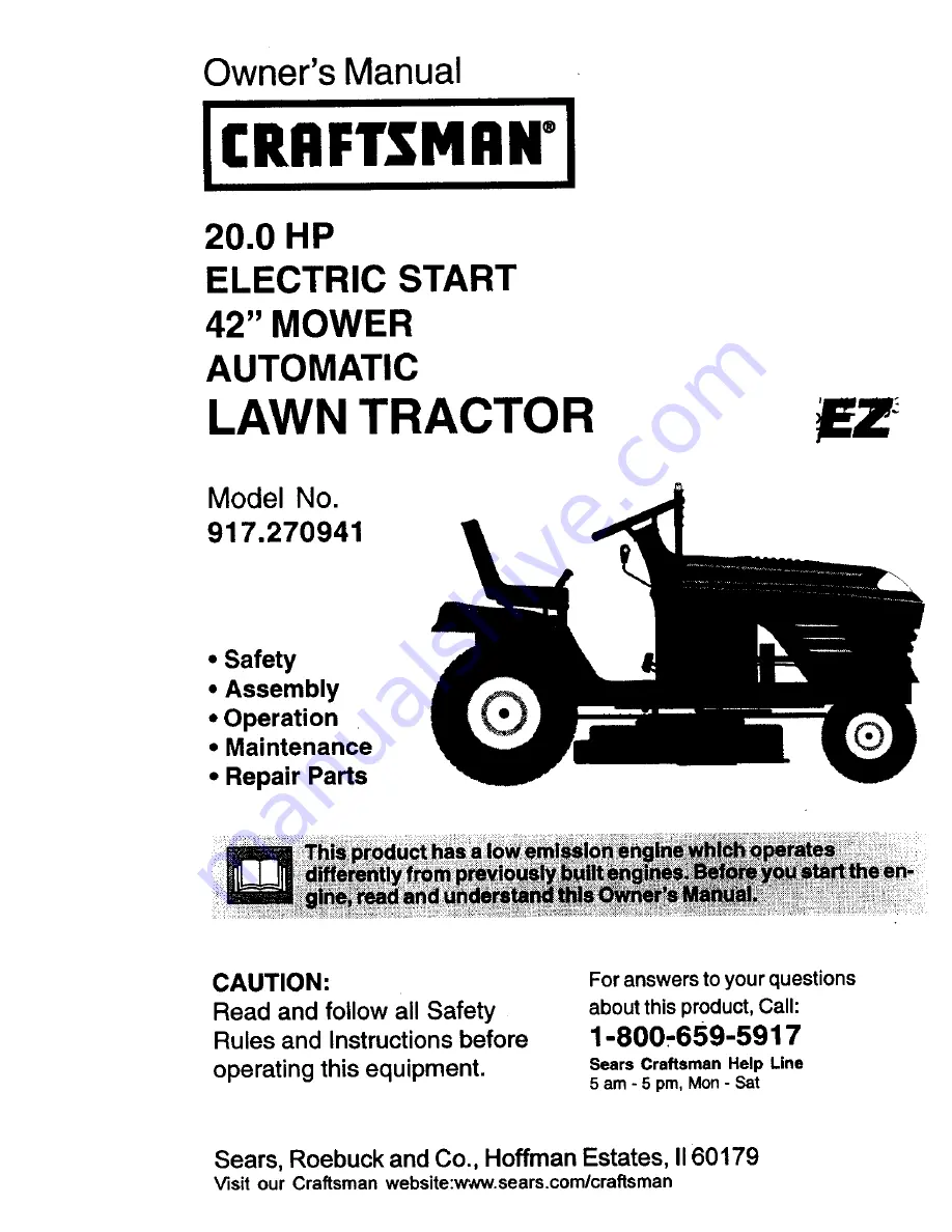 Craftsman EZ 917.270941 Owner'S Manual Download Page 1