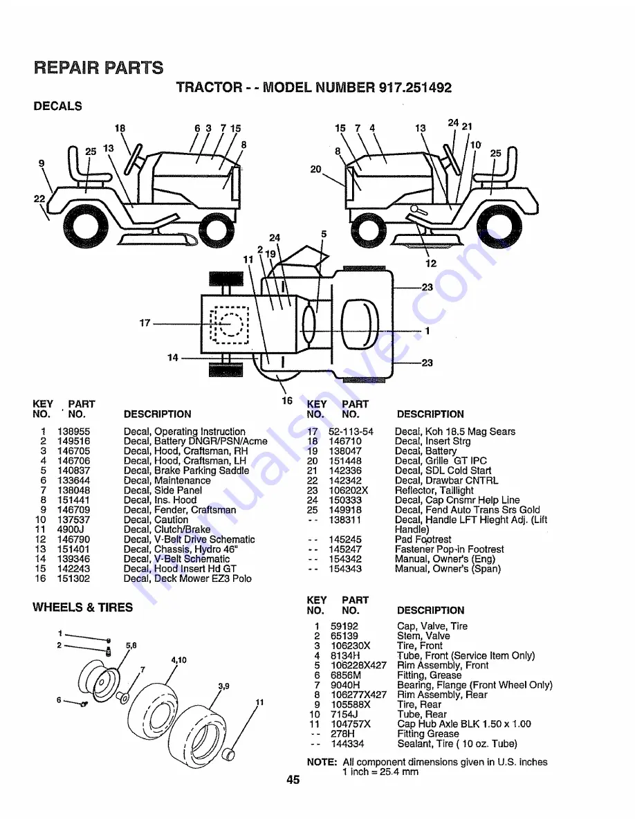 Craftsman EZ3 917.251492 Owner'S Manual Download Page 45