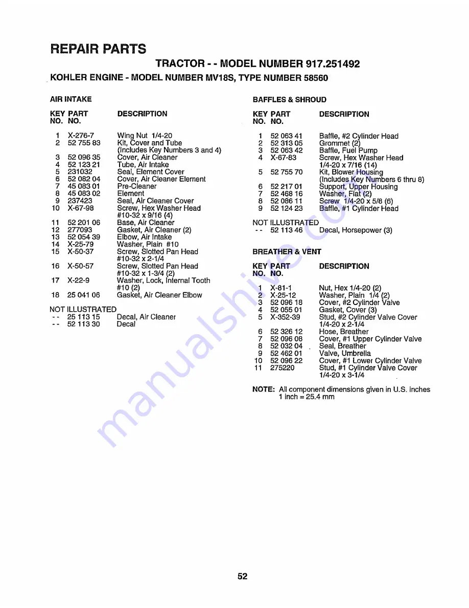 Craftsman EZ3 917.251492 Owner'S Manual Download Page 52