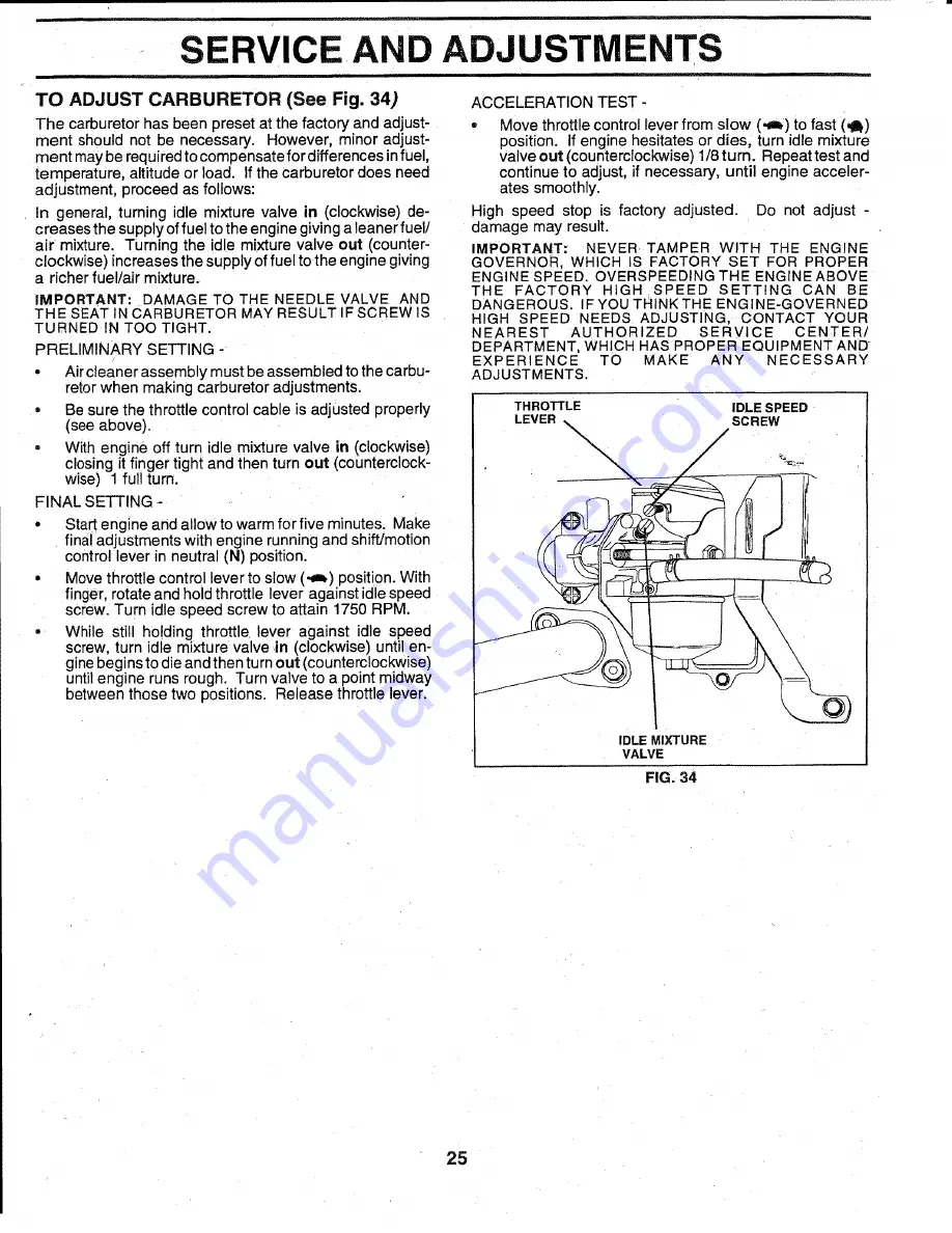 Craftsman EZ3 917.256524 Owner'S Manual Download Page 25