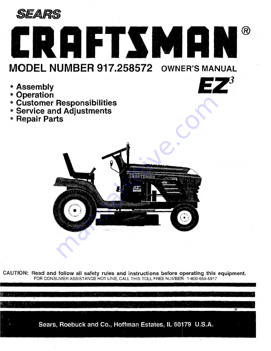 Craftsman EZ3 917.258572 Owner'S Manual Download Page 1