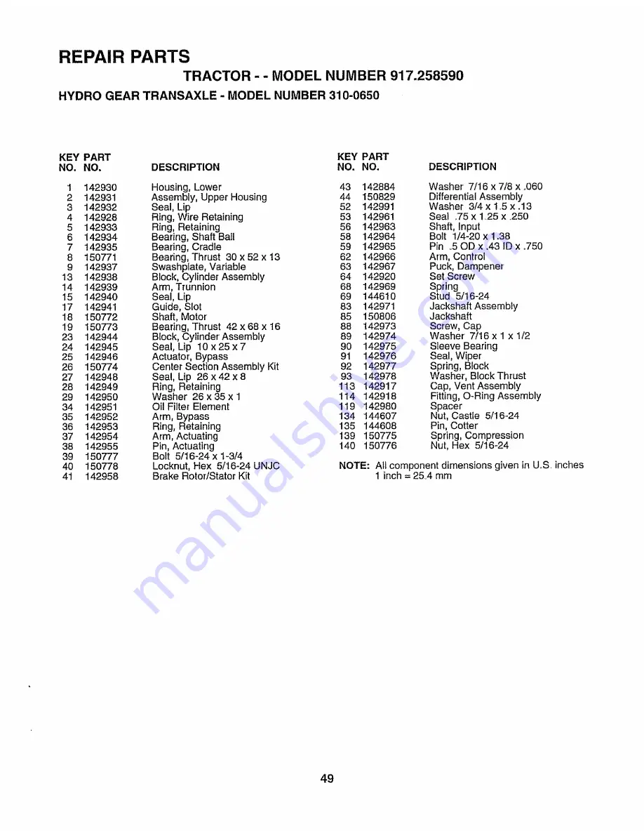 Craftsman EZ3 917.258590 Owner'S Manual Download Page 49