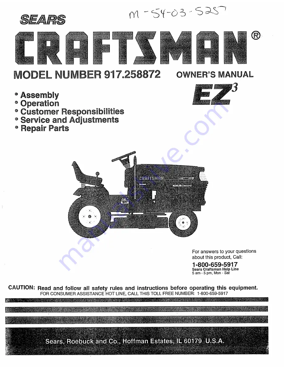 Craftsman EZ3 917.258872 Скачать руководство пользователя страница 1