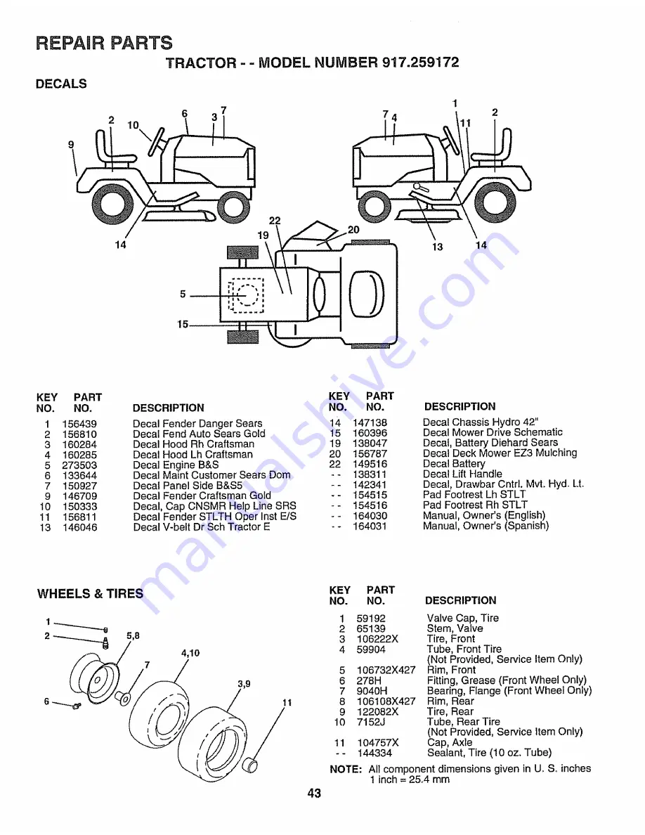 Craftsman EZ3 917.259172 Owner'S Manual Download Page 43