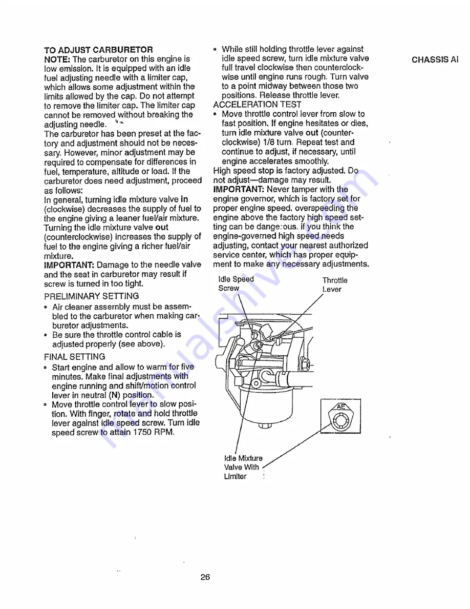 Craftsman EZ3 917.270612 Owner'S Manual Download Page 26