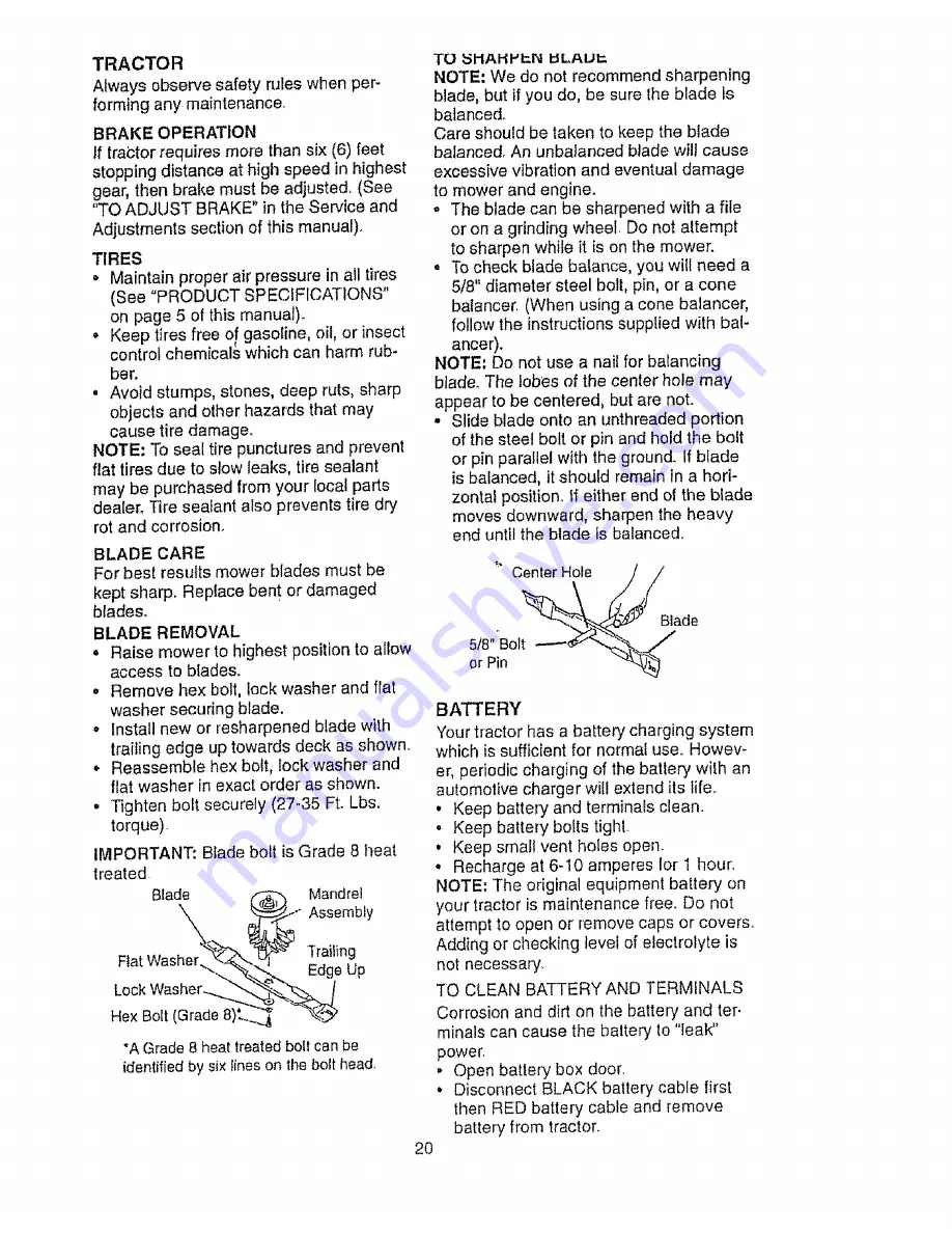 Craftsman EZ3 917.270721 Owner'S Manual Download Page 20