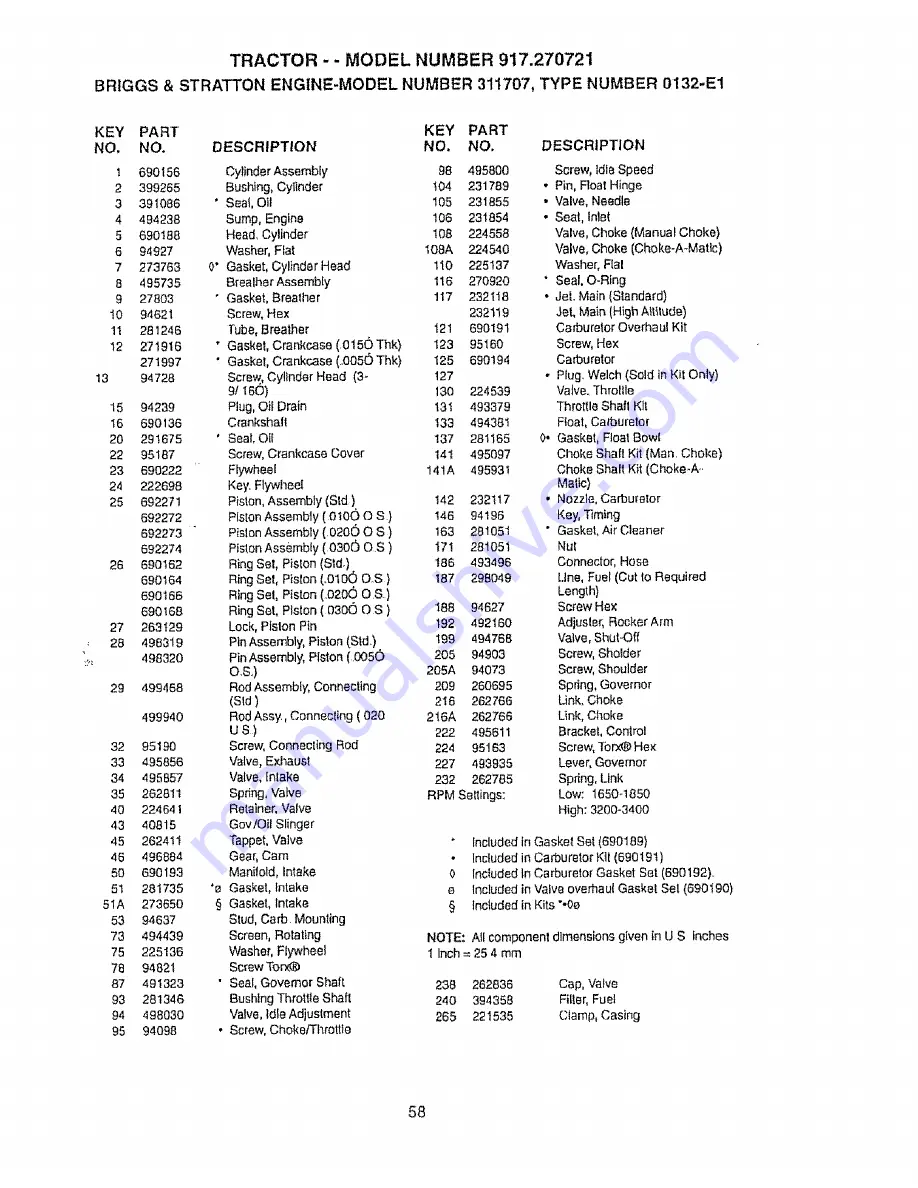 Craftsman EZ3 917.270721 Owner'S Manual Download Page 58