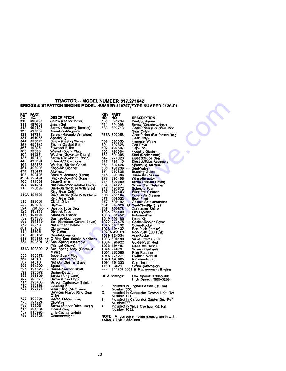 Craftsman EZ3 917.271642 Owner'S Manual Download Page 56