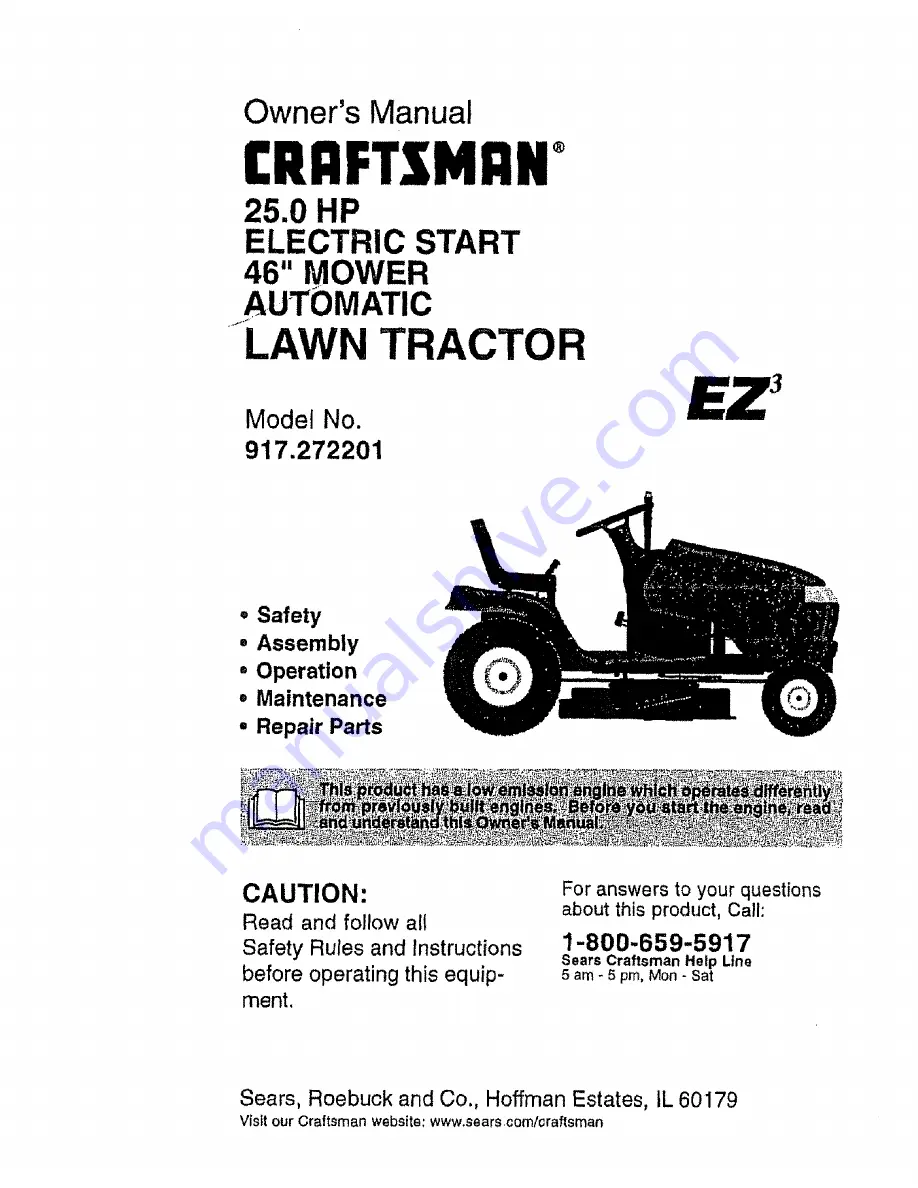 Craftsman EZ3 917.272201 Owner'S Manual Download Page 1