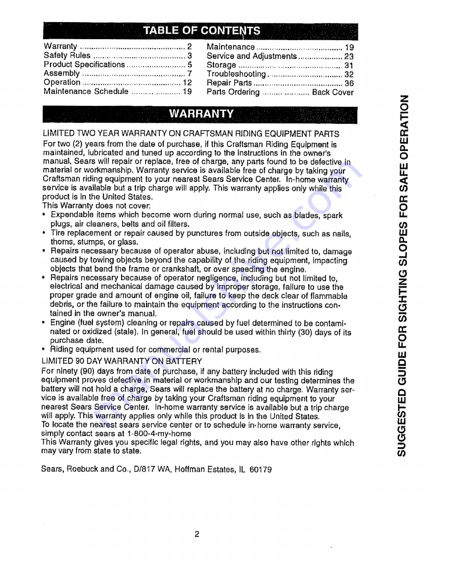 Craftsman EZ3 917.272201 Owner'S Manual Download Page 2