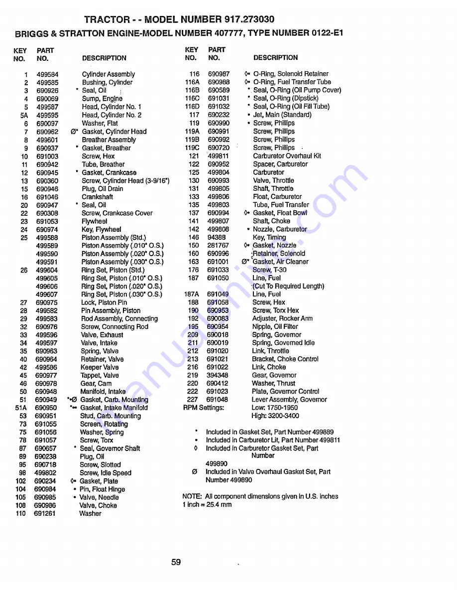 Craftsman EZ3 917.273030 Owner'S Manual Download Page 59