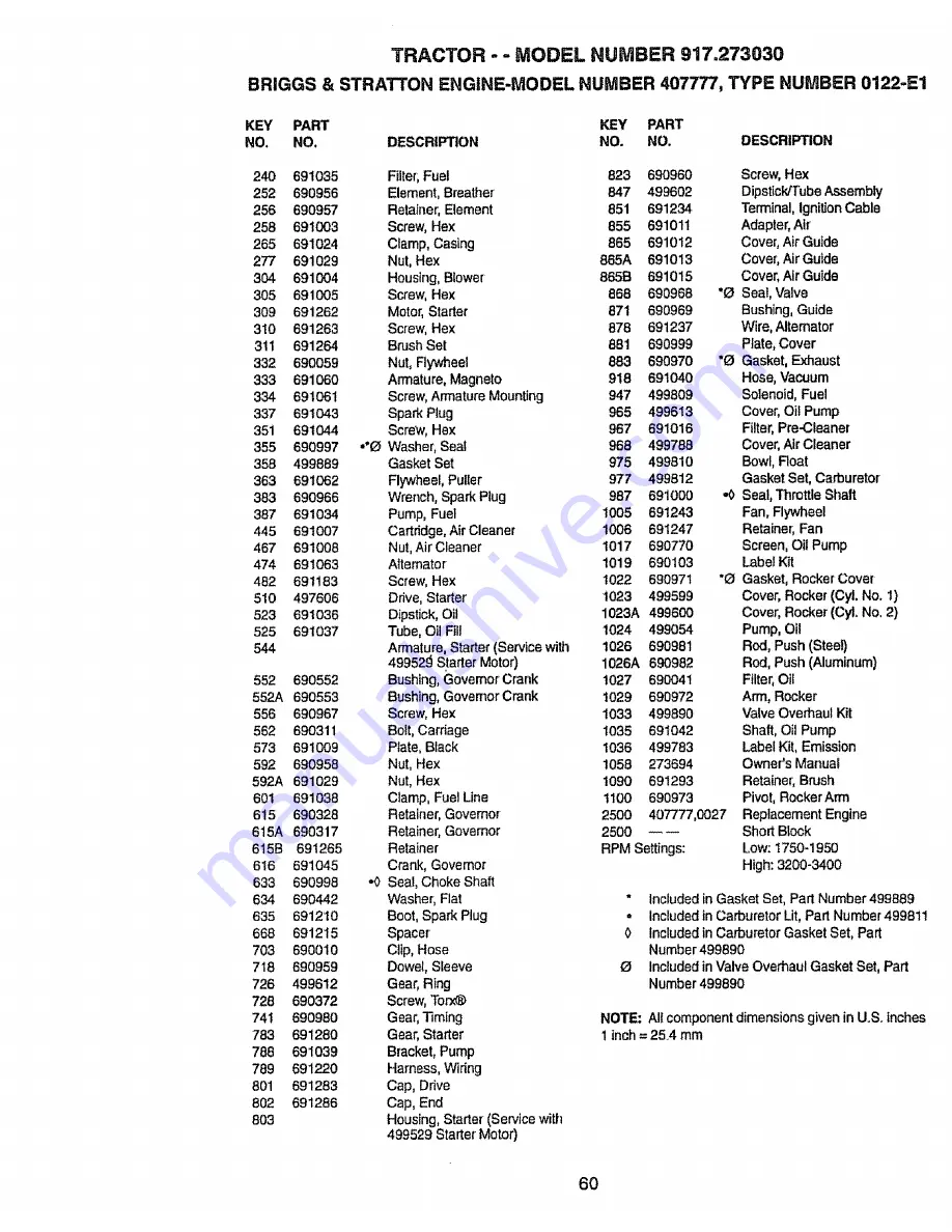 Craftsman EZ3 917.273030 Owner'S Manual Download Page 60