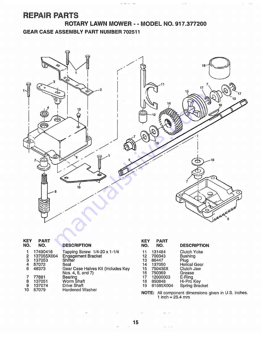 Craftsman EZ3 917.377200 Owner'S Manual Download Page 15