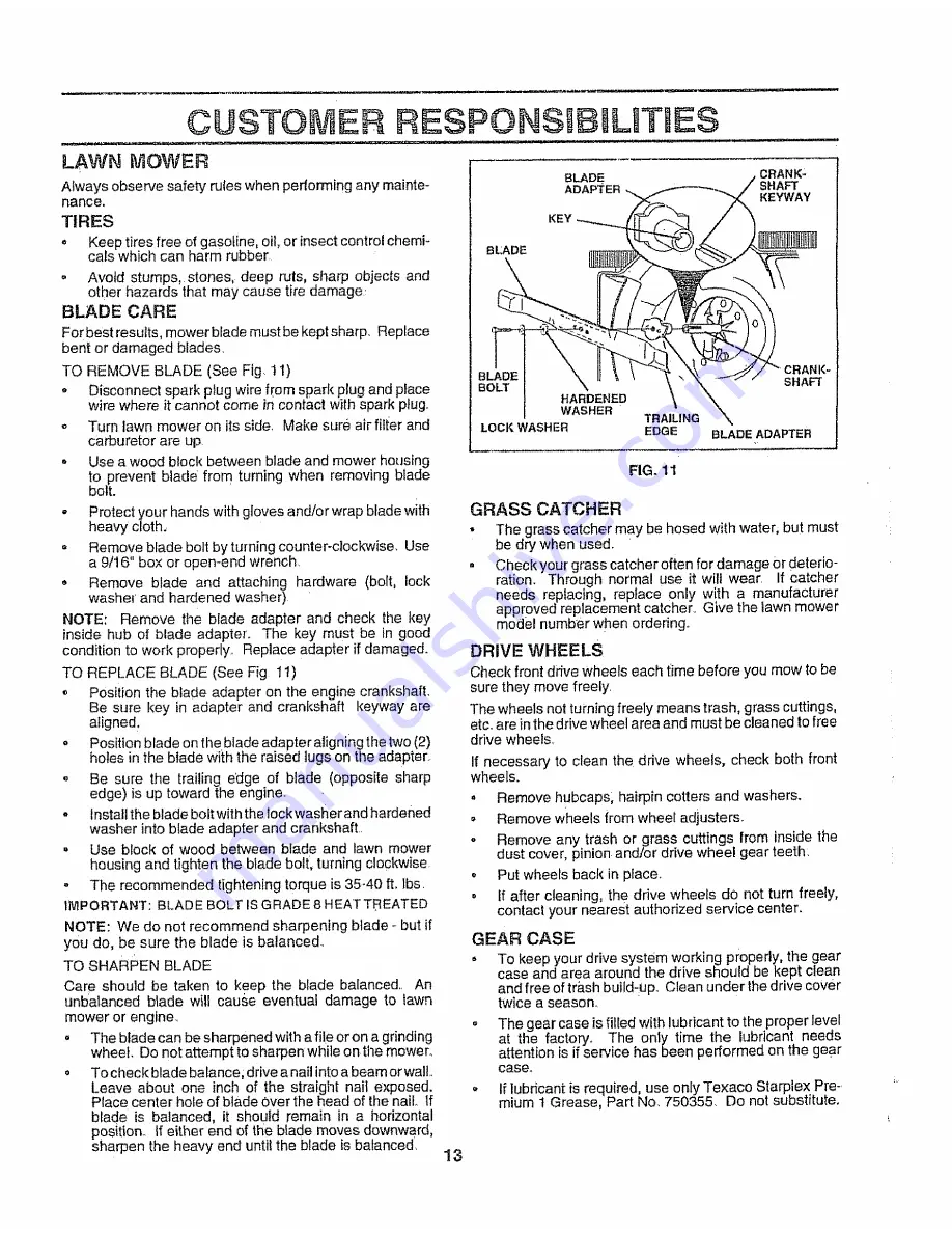 Craftsman EZ3 917.377260 Owner'S Manual Download Page 13