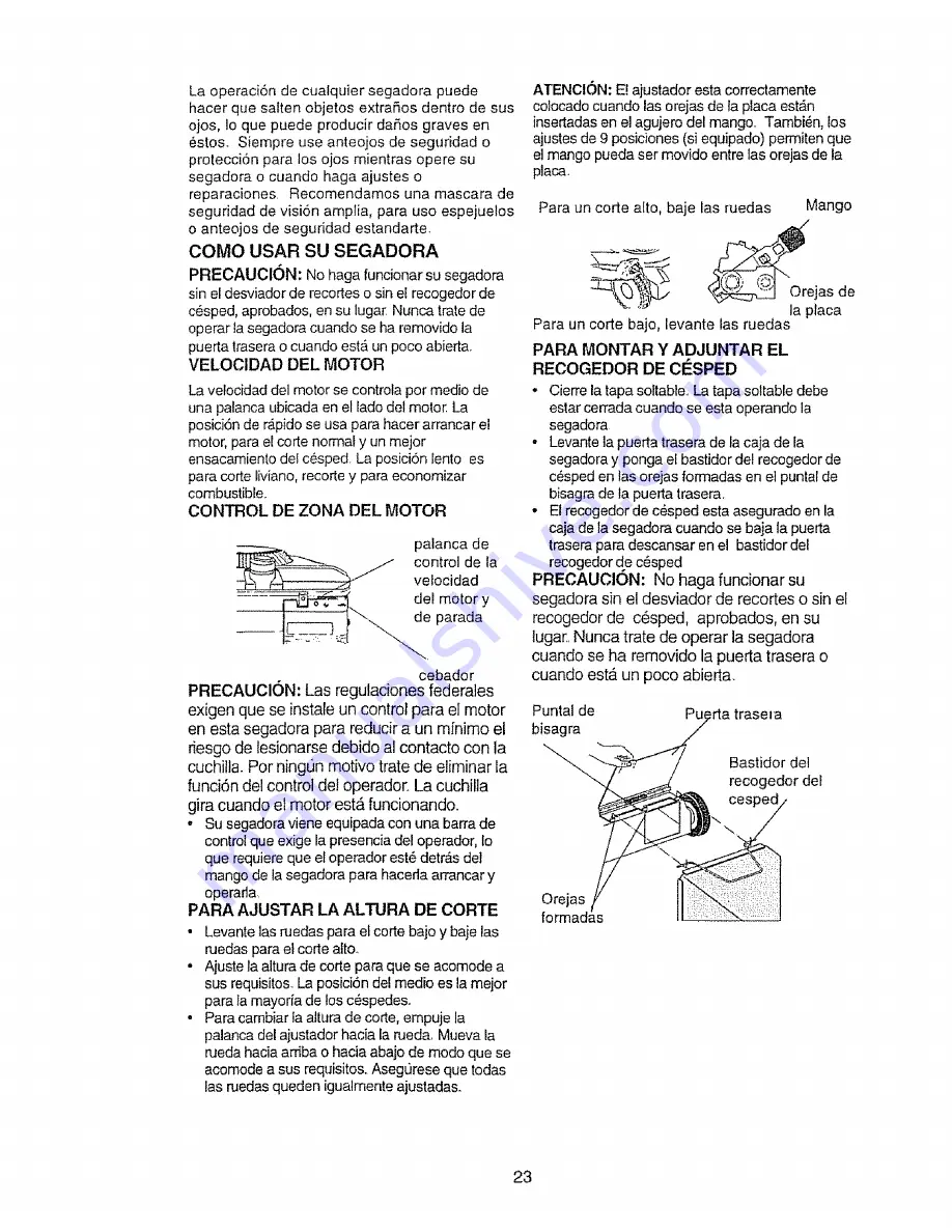 Craftsman EZ3 917.377284 Owner'S Manual Download Page 23