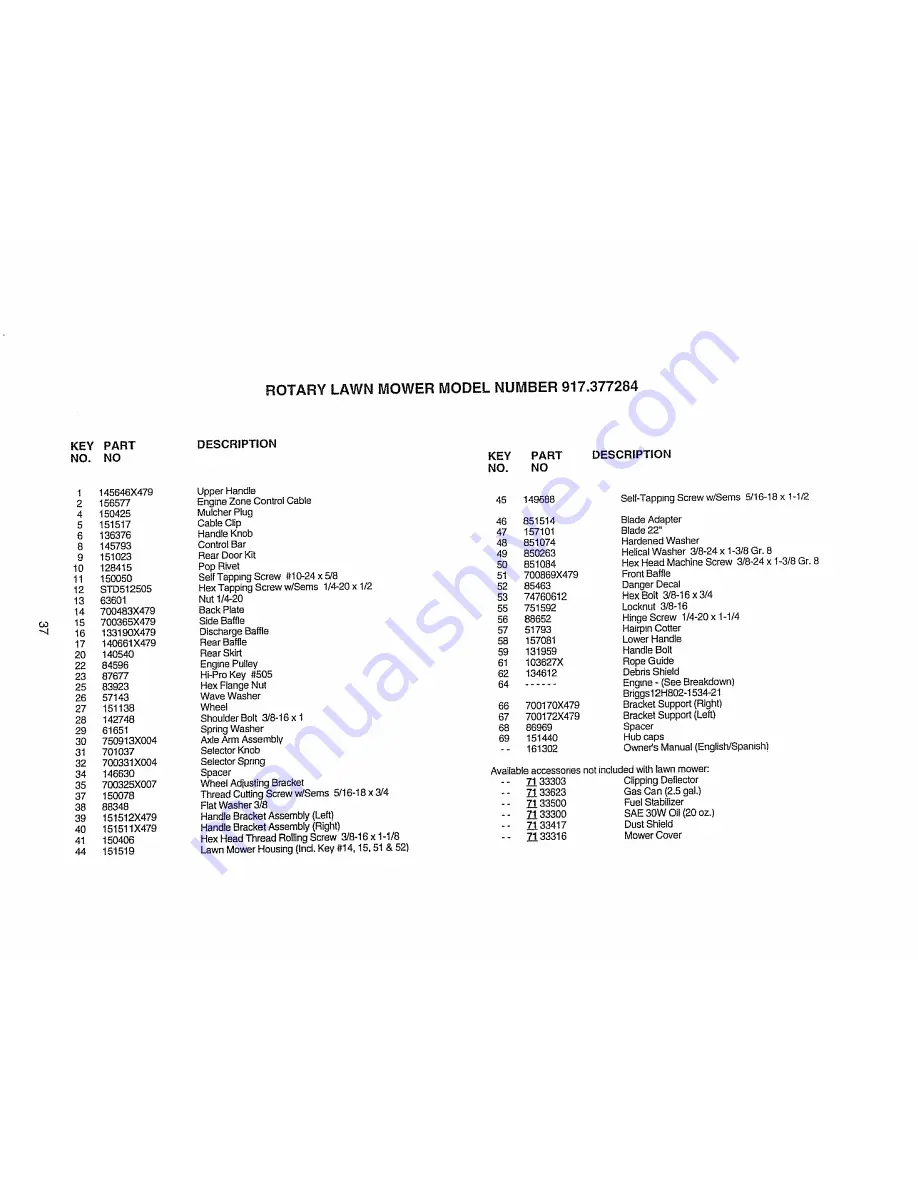 Craftsman EZ3 917.377284 Owner'S Manual Download Page 37