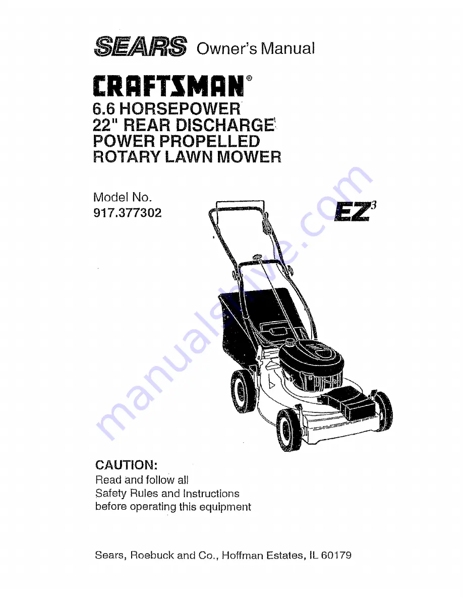 Craftsman EZ3 917.377302 Owner'S Manual Download Page 1