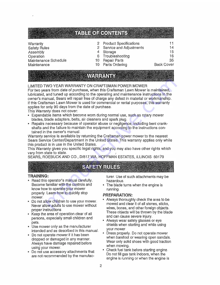 Craftsman EZ3 917.37752A Owner'S Manual Download Page 2