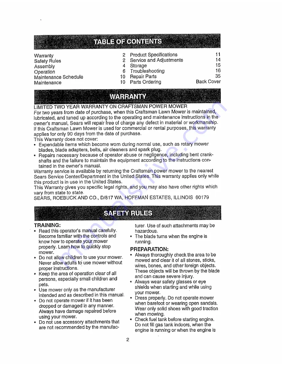 Craftsman EZ3 917.377540 Owner'S Manual Download Page 2