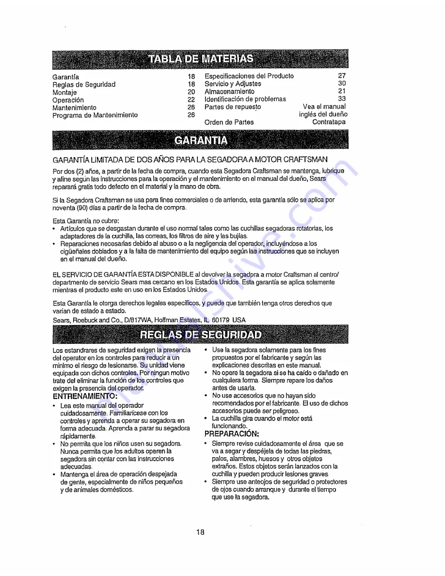 Craftsman EZ3 917.377540 Owner'S Manual Download Page 18