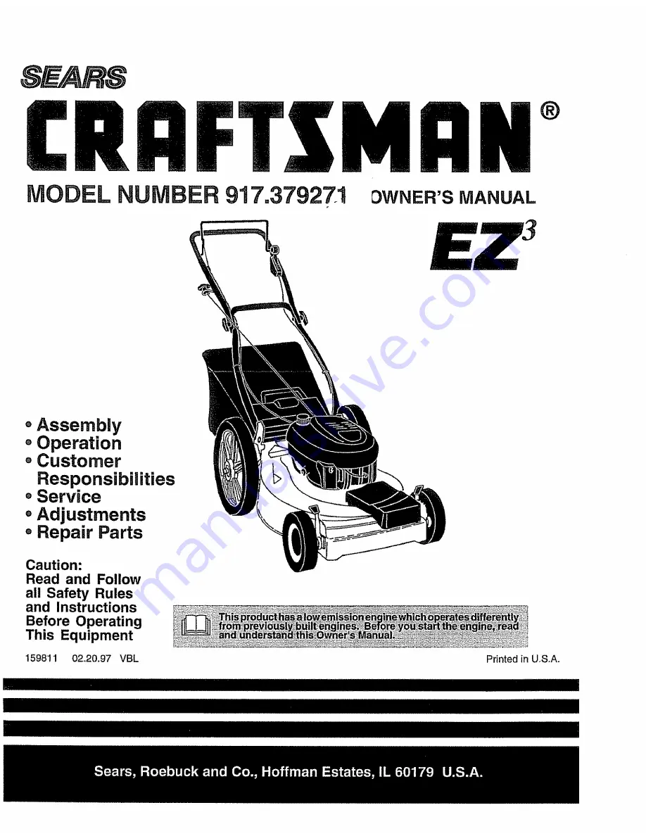 Craftsman EZ3 917.379271 Owner'S Manual Download Page 1