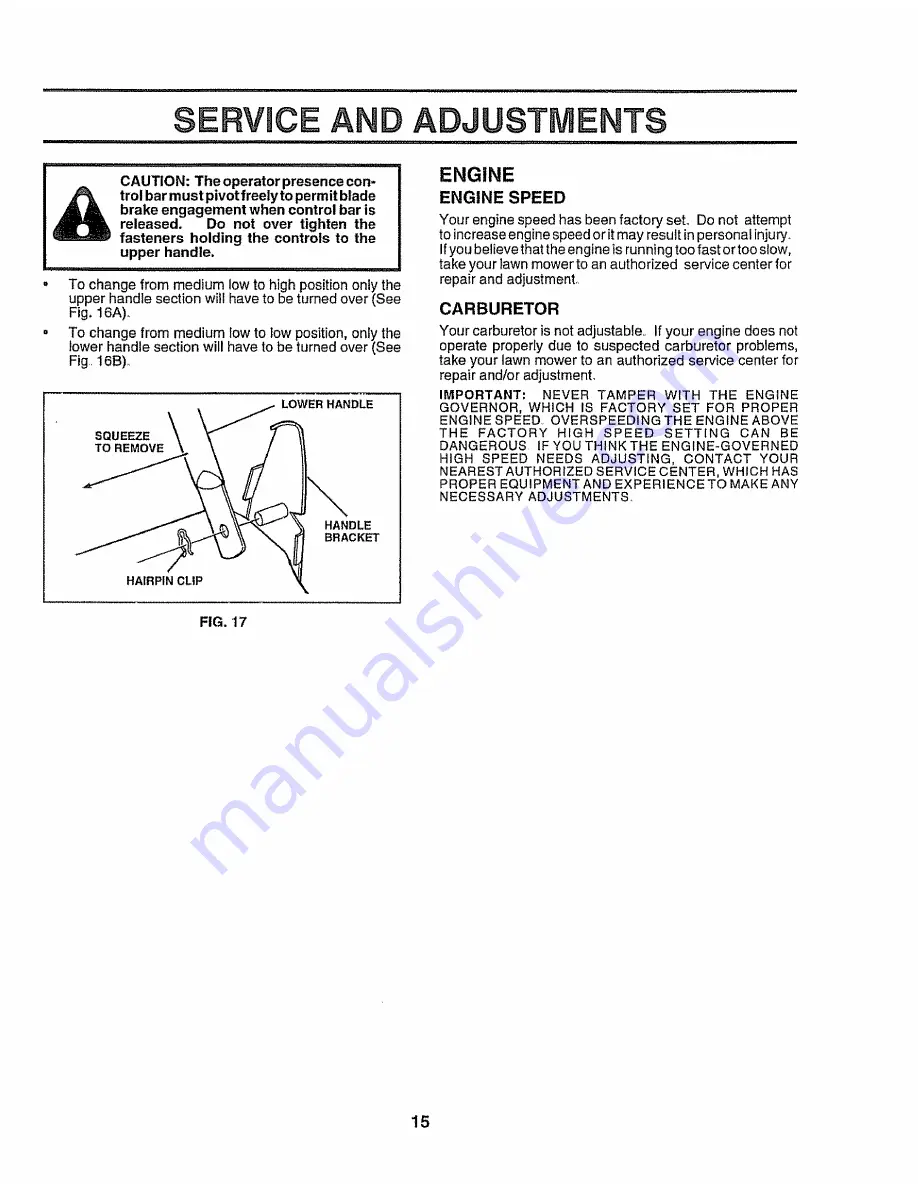 Craftsman EZ3 917.379271 Owner'S Manual Download Page 15