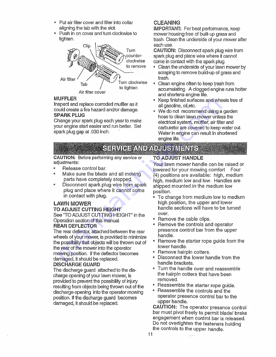 Craftsman EZ3 917.387023 Owner'S Manual Download Page 11