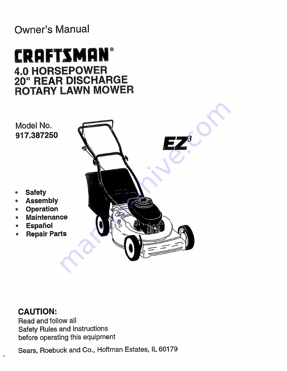 Craftsman EZ3 917.387250 Скачать руководство пользователя страница 1