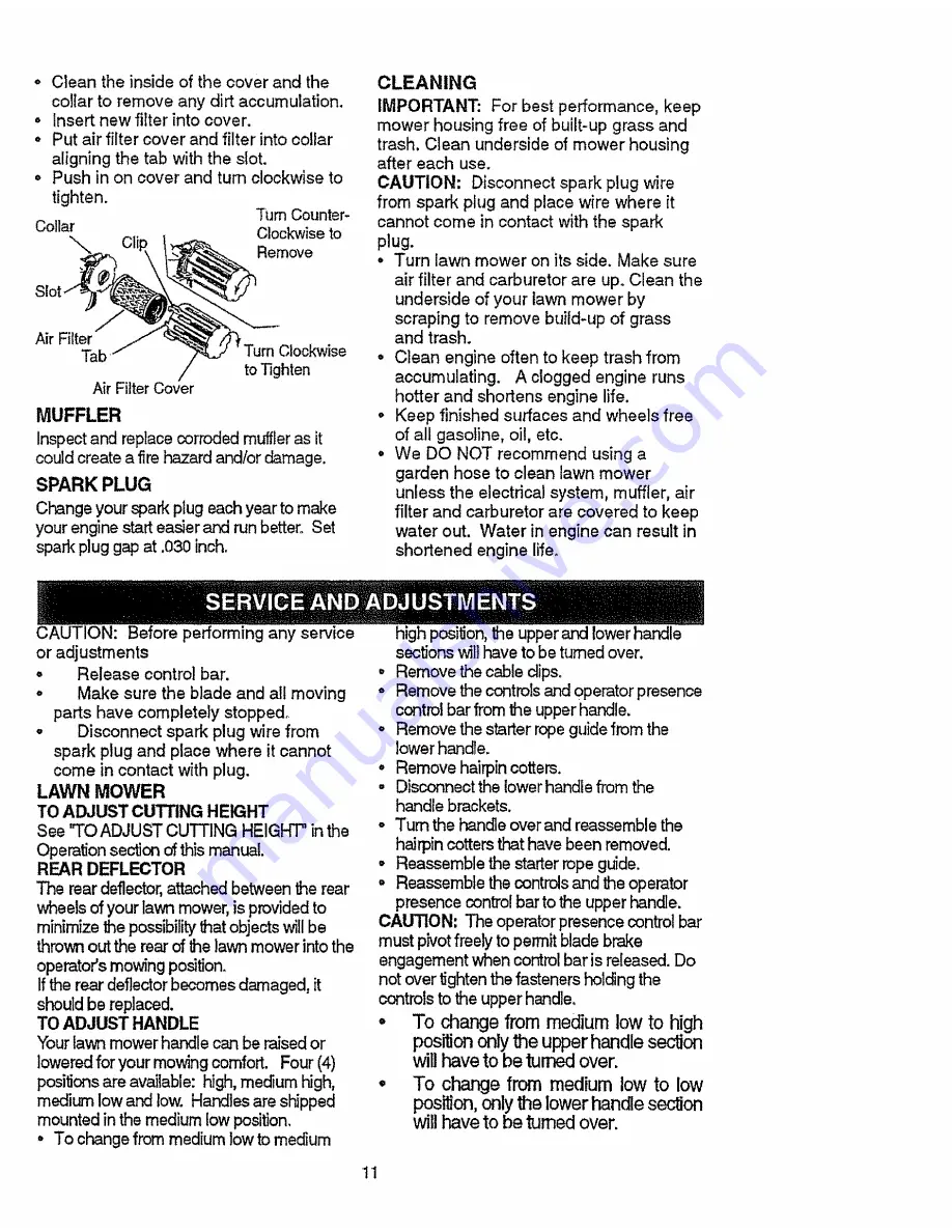 Craftsman EZ3 917.387250 Owner'S Manual Download Page 11