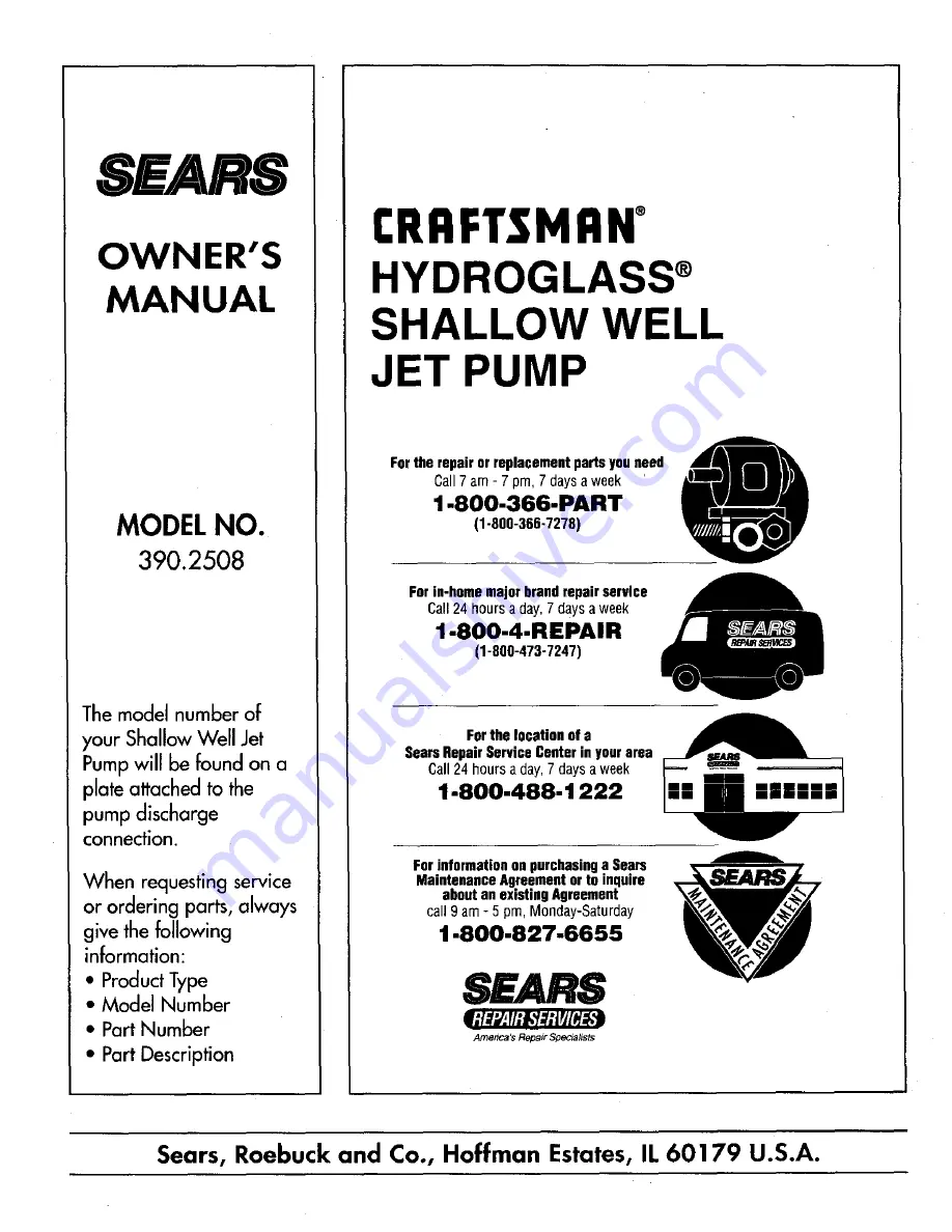 Craftsman HYDROGLASS 390.2508 Скачать руководство пользователя страница 16
