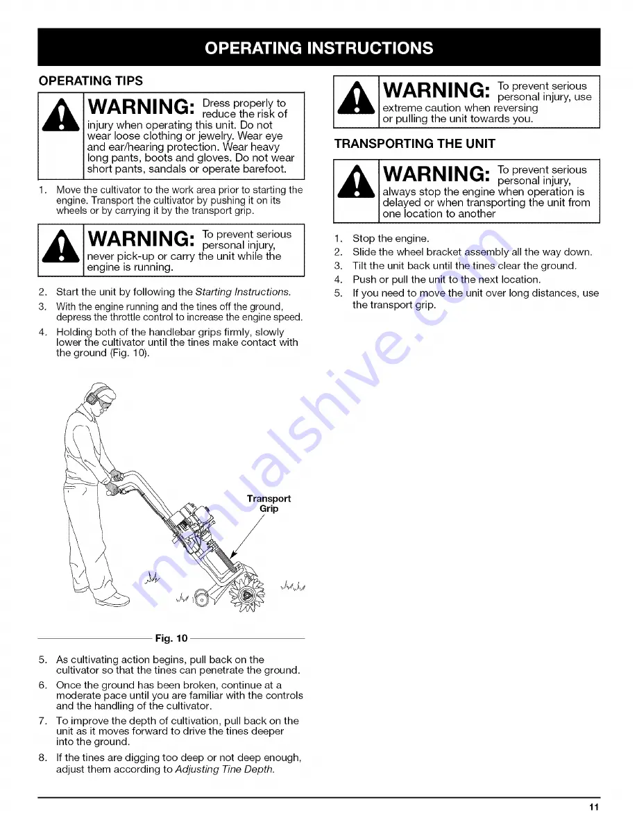 Craftsman Incredi-Pull 316.292620 Operator'S Manual Download Page 11