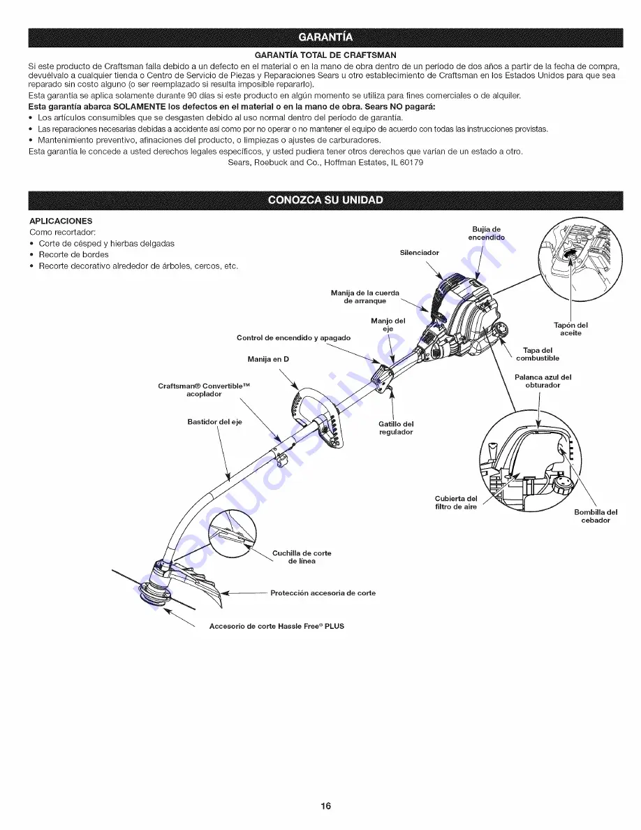 Craftsman INCREDI-PULL 316.791840 Operator'S Manual Download Page 16