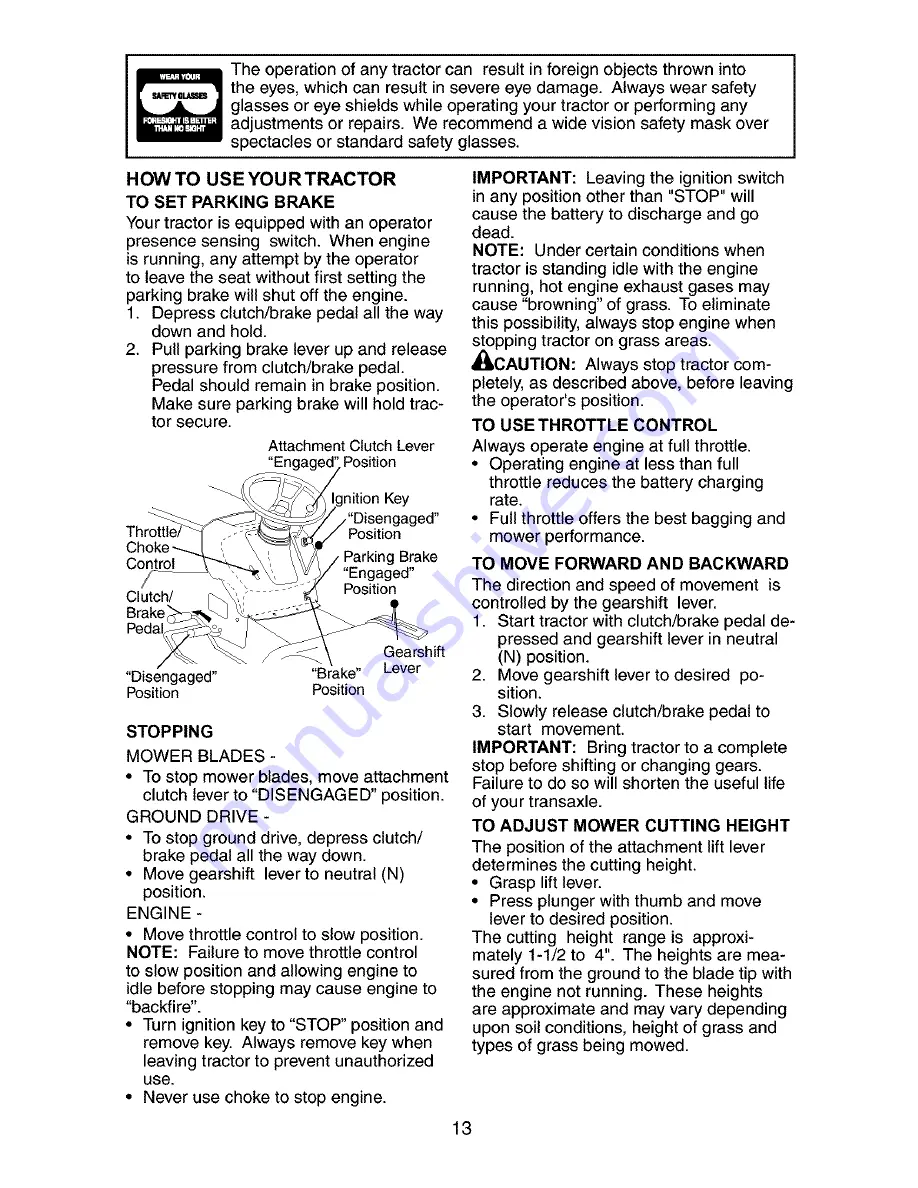 Craftsman LAWN TRACTOR 917.27267 Owner'S Manual Download Page 13