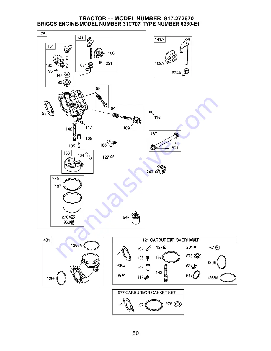 Craftsman LAWN TRACTOR 917.27267 Скачать руководство пользователя страница 50